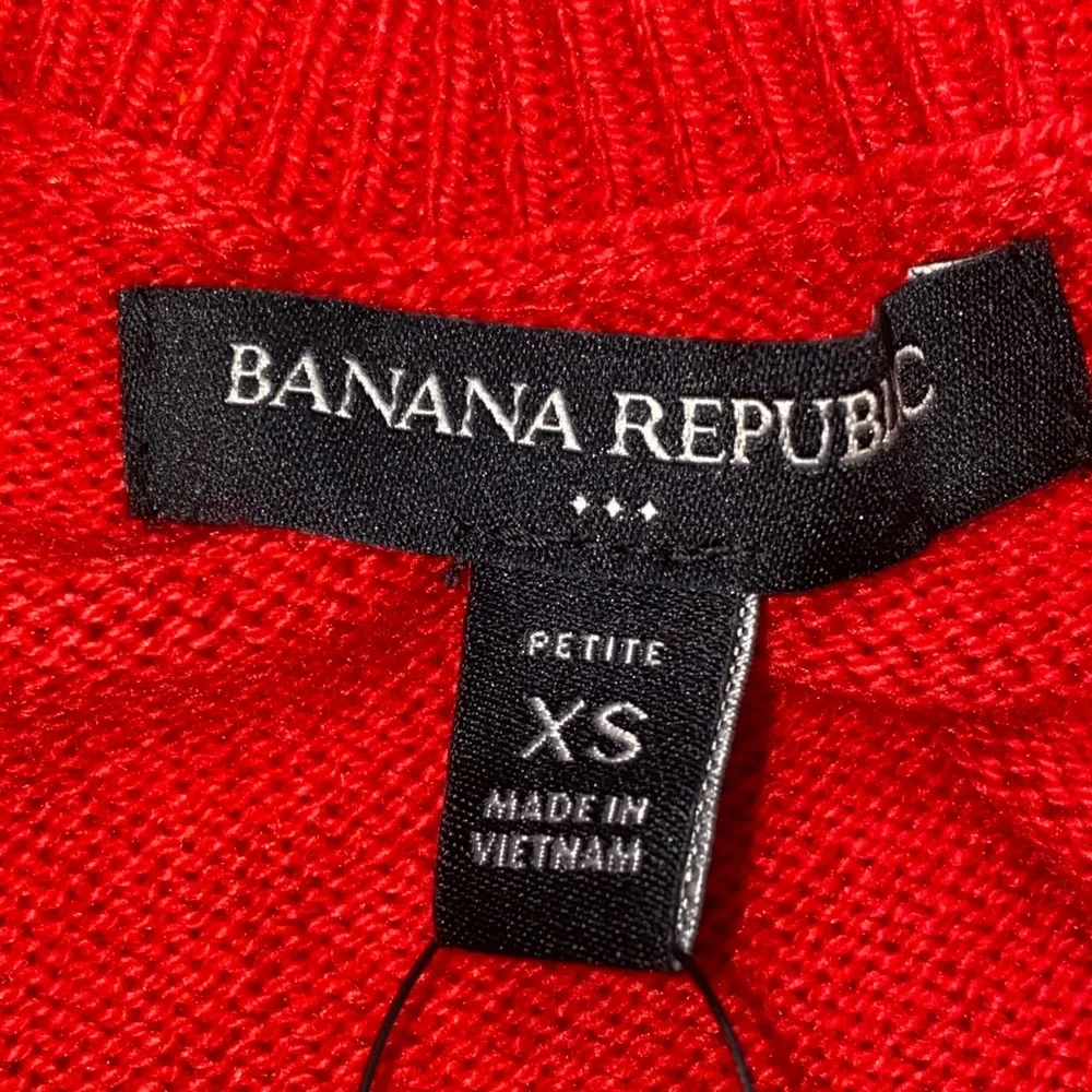 NWT Banana Republic Red Petite XS Sweater Cotton Blend Balloon Sleeve Coquette